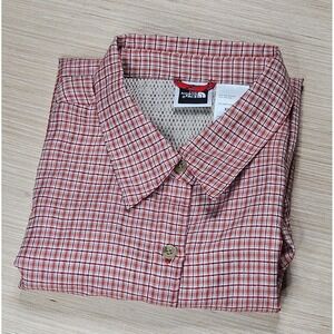 The North Face Sleeveless Shirt Womens XL Red Plaid Button Up Hiking PEI4345N